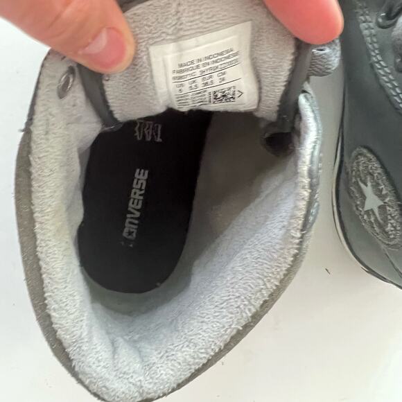 Converse Grey Leather Junior HIghtops sz 6 - Picture 6 of 8
